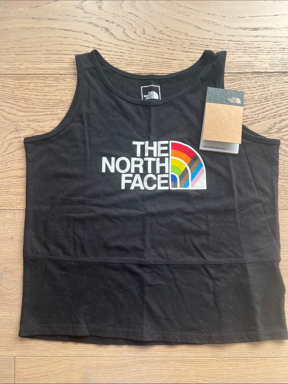 NWT The North Face Girls Rainbow Logo Tank Top Black Size Large (14/16)
